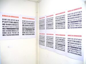 Angela Grasser, PLAKAT, 2013, Berlin, Farbausdruck, 8 x DIN A 3, 2 x DIN A 2