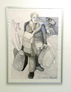 Olga Lunow: Einkäuferin. 2012, Berlin, 70x100 cm, Bleistiftzeichnung